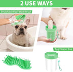 Professional 7 in 1 Dog Paw Cleaner for Dogs & Cats - Includes 1 Portable Paw Washer, 1 Bath Brush, 2 Dog Toothbrushes and 3 Absorbent Towels Note: Fits Paws up to 2 Inches Wide (Small, Light Green)