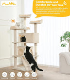 Made4Pets Cat Tree Tower 56in Cat Tower for Indoor Cats Kitten Tree Multi-Level Cat Tree with 2 Condo Furniture Activity Center with Scratching Posts Funny Toys Kittens Pet Play House, Beige