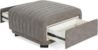 Christopher Knight Home Reyno Upholstered Ottoman with Storage for Living Room, Faux Leather Storage Ottoman Foot Rest with Side Drawers, Modern Square Coffee Table with Wooden Frame, Grey