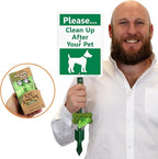 SmartSign Please Clean Up After Your Pet Yard Sign & Clip-On Preloaded Dispenser Combo/Kit with 135 Dog Poop Waste Bags, 7"x10" Rust-proof Aluminum Sign with 18-inch Steel Stake