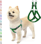 PUPTECK No Pull Dog Harness Soft Adjustable Basic Nylon Step in Puppy Vest Outdoor Walking with ID Tag, Blackish Green, S