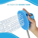 Aquapaw 5-in-1 Horse & Dog Bath Brush & Curry Comb - XL Blue Silicone - Includes 3-ft Shower Hose Attachment & Adapter - Adjustable Spray Scrub Massager - Great for Horses & Big Dogs