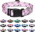 Mercano Adjustable Dog Collar - Special Design Patterns, Soft Nylon Comfortable Durable Pet Collar for Small Medium Large Dogs (M, Pink White Flower)