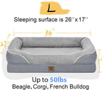 Orthopedic Washable Large Dog Bed - Egg Foam Dog Beds for Large and Medium Dogs Big Pet Beds with Removable Washable Cover and Bolster for Extra Large Dogs