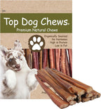 Top Dog Chews - 12 Inch Standard 12 Pack Bully Sticks, Long Lasting, 100% Natural Beef, Free Range Grass Fed, High Protein, Supports Dental Health Dog Treat, 12 Pack