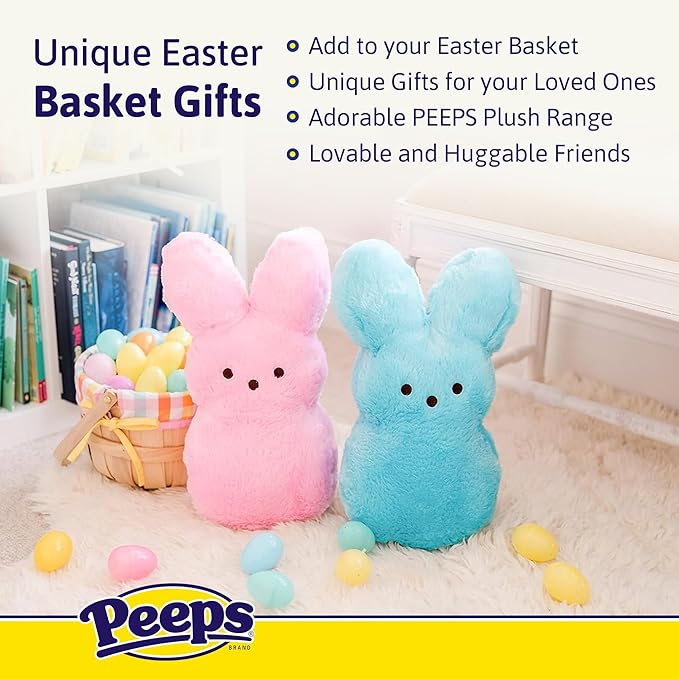 Animal Adventure | 15" Rainbow Shaggy Bunny Peeps Plush | Easter Basket Stuffed Animals for Kids | Marshmallow Candy | Huggable Ultra Soft Plushie Stuffers Buddy Toy | Collectable Gifts | Aged 3+