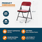 OEF Furnishings OEF800 Series Premium Heavy-Duty Plastic Folding Chairs, Lightweight, Durable Seating for Indoor and Outdoor Use, 500 lb Capacity (4-Pack, Red Plastic with Black Frame)