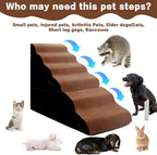 Dog Stair Steps for High Bed, 6-Step Dog Ramps for High Beds Climbing for Doggy/Kitty, Curved Pet Stairs for Small/Old Dogs/Cats, Brown