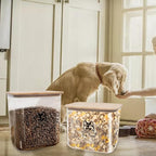 Pet Food Storage Containers, 2Pack Airtight Plastic Dog Cat Food Storage Container with Bamboo Lid,Dog Treat Container Jars Set,Treats Canister for Kitchen or Countertop,BPA Free, Clear