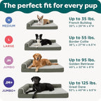 Furhaven Orthopedic Dog Bed for Medium/Small Dogs w/ Removable Bolsters & Washable Cover, For Dogs Up to 35 lbs - Two-Tone Plush Faux Fur & Suede L Shaped Chaise - Espresso, Medium,30"L x 20"W x 6"Th