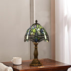Tiffany Small Table Lamp,Blue Dragonfly Stained Glass 3 Color Temperature Antique Table Lamps,Bedside Nightstand Lamp for Bedroom,Living Room,Home Office+LED Bulb,8X8X15Inch