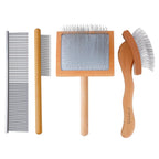 Ergonomic Slicker Brush for Long-Haired Dogs - Wooden Handle, Long Pins for Grooming Goldendoodles