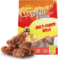 Jungle Calling Multi Flavor Rolls Dog Treats, Made with Real Chicken Duck Beef Meat, Peanut Butter Flavor Rawhide-Free Dog Snacks, Health Skin and High Protein Dog Treat, 10.6 oz