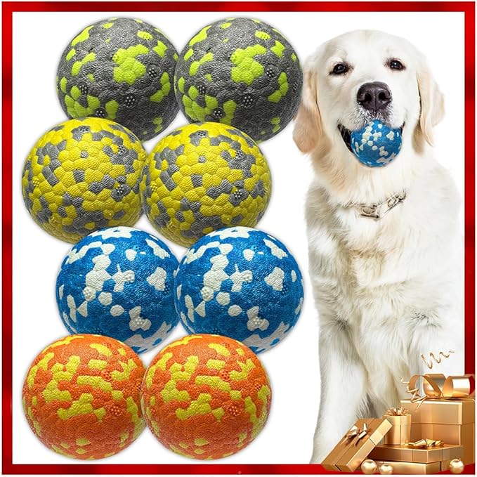 Dog Balls, Indestructible Tennis Balls for Dogs, Durable Bouncy Dog Toy Balls for Aggressive Chewers, Interactive Dog Toys for Fetch Game, Lightweight Floating Dog Toys