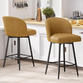 Counter Height Bar Stools Set of 4,360° Swivel Barstools with High Back and Metal Legs,26" Seat Height, Upholstered PU Leather Bar Chairs for Kitchen Island, Dining Room,Cafes,Yellow