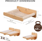Space-Saving Cat Wall Shelves – Interactive Cat Wall Climber with Hammock & Dog Proof Feeding Station for Small & Medium Indoor Breeds – Solid Natural Wood with Beige Carpet