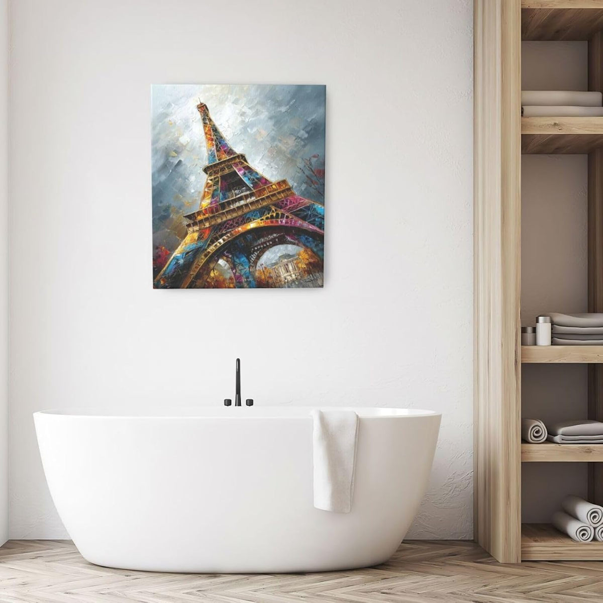 Paris Eiffel Tower Wall Art Paris Architecture Canvas Wall Decor Europe City Eiffel Tower Pictures Painting Print Artwork Framed Decorations Gifts for Living Room Bedroom Office 20"x24"