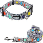 Lucky Love Dog, Adjustable Fun Style Collar and Leash Set for Dogs, Bright Color Matching Dog Collar and Leash - (Large, SOCO Combo)