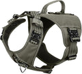 ICEFANG Quick-Moving Tactical Dog Harness for Large Dogs,No Pull Dog Vest | Control Handle,Reflective,Full Metal Buckles,Adjustable,Hook-and-Loop Panel,Soft Padded,Green,Large