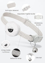 Apple AirTag Cat Collar, GPS Tracker Kitten Collar with Breakaway Feature, Lightweight and Reflective, Suitable for Cats, Kittens and Puppies (White)