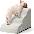 Dog Stairs for Small Dogs and Cats – 3 Step Pet Ramp for Couch & Sofa, Non-Slip Dog Steps for Pets, Washable Cover, High-Density Support Foam for Easy Climbing,Light Grey