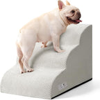 Dog Stairs for Small Dogs and Cats – 3 Step Pet Ramp for Couch & Sofa, Non-Slip Dog Steps for Pets, Washable Cover, High-Density Support Foam for Easy Climbing,Light Grey