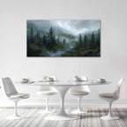 Large Forest Wall Art Nature Misty Mountain Canvas Living Room Tree Landscape Pictures Framed Prints Oversize Wall Decor Painting Artwork for Bedroom Dining Home 60"x30"