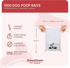 Downtown Pet Supply Scented Poop Bags for Dogs with Dispenser, 1000 Count - Leak-Proof Dog Waste Bags and Bone-Shaped Dog Poop Bags Holder for Leash - Lavender Scented, 12.5" x 8.5"