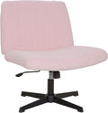 FDW Criss Cross Chair Armless Cross Legged Office Desk Chair Adjustable Swivel Ergonomic Gaming Chair No Wheels Backrest with Wide Seat Native Sponge Computer Task Vanity Chair for Home Office,Pink