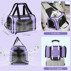 Soft-Sided Cat Carrier with Litter Box for Traveling & Camping, Pet Bag Fit Pets Up to 20lbs,17.7' * 11.8 * 11.8 inches Cat Travel Carrier Purple