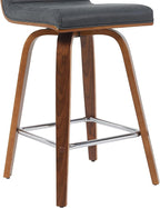 Vienna Modern Counter Height Swivel Bar Stool with Vintage Black Upholstered Seat and Walnut Finished Wood Frame Set of 3