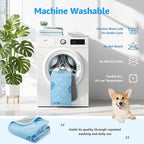 LOOBANI Dog Cooling Mat for Large Dogs - 56"x36" Pet Cooling Mat with Anti-Slip Bottom, Waterproof Self-Cooling Dog Pad for Crate, Floor & Car, Grey Monstera (Blue, 56"x36")