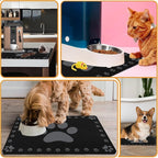 Dog Food Mats for Floor, Absorbent Pet Food Mat - Cat Feeding Mat Quick Dry Dog Bowl Mats for Water Pet Supplies Feeding Placemat 12" x 20" Black