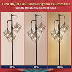 Dimmable Farmhouse Floor Lamp for Living Room, 3 Light Rustic Standing Tall Lamp, Modern Bright Floor Lamp, Industrial Standing Lamp for Bedroom, Tall Pole Lamps Office, 3 LED Bulbs Included.