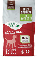 NATURE'S LOGIC Dry Dog Food - 100% Natural - No Synthetics - for All Ages, Sizes, Breeds - Free from Common Allergens, High Protein - Beef Meal Feast, 13lbs