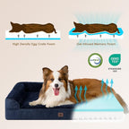 EHEYCIGA Memory Foam Dog Bed Large Size Dogs, Orthopedic Dog Bed Large with Washable Removable Cover, Waterproof Pet Sofa Couch with Nonskid Bottom, 36x27x6, Navy Blue | Washable Removable Cover, Waterproof Flat Pet Sofa Couch with Nonskid Bottom, 36x27x6