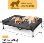 Veehoo Cooling Elevated Dog Bed Add Removable Waterproof Bolster Cushion Mat, Raised Pet Cot with Breathable Teslin Mesh, No-Slip Feet, Dog Sofa Bed for Indoor Outdoor, XXLarge, Black CWC2331B