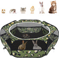 Pawaboo Small Animals Playpen, Waterproof Small Pet Cage Tent with Zippered Cover, Portable Outdoor Yard Fence with 3 Metal Rod for Chick/Kitten/Puppy/Guinea Pig/Rabbits/Hamster, Leopard Print