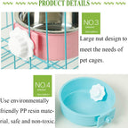 kathson Crate Dog Bowl, Removable Stainless Steel Hanging Pet Cage Bowl Food & Water Feeder Coop Cup for Cat, Puppy, Birds, Rats, Guinea Pigs 6pcs Large(2×Blue,2×Green,2×Pink)
