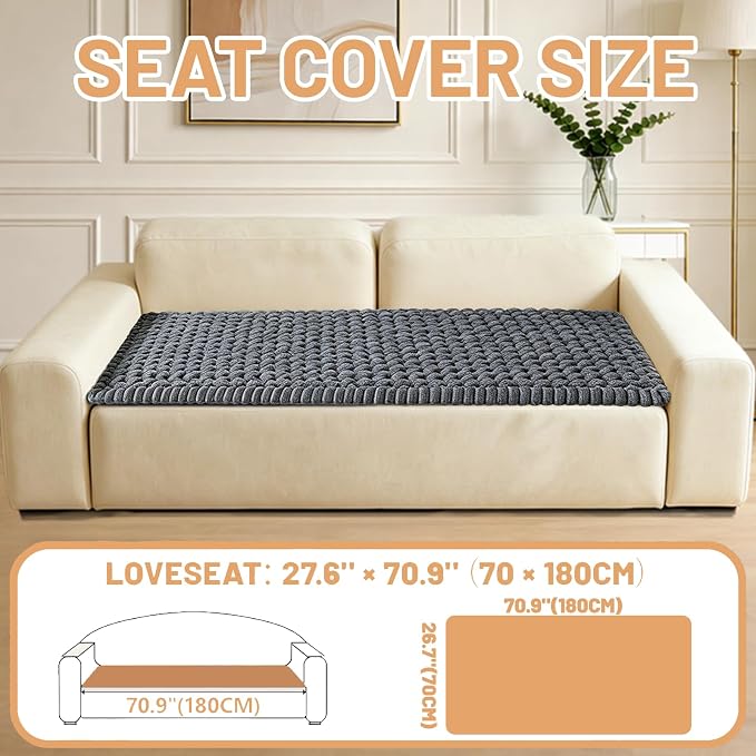 Waterproof Couch Cover for Dogs Washable,Nonslip Fuzzy Durable Pet Friendly | Soft Slipcovers for 3 Cushion Sofa Cover,Plush Thick Protector Fits Mat Bed Leather & Fabric Couches (Grey 27.6"x70.9")