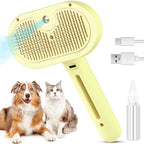 3 in 1 Cat Steam Brush, Pet Spray Hair Removal Comb for Shedding & Grooming, Water Brush for Cats Dogs Small Animals Long Short Haired with One-Click Release Button(Yellow)