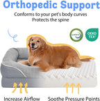 Orthopedic Washable Large Dog Bed - Egg Foam Dog Beds for Large and Medium Dogs Big Pet Beds with Removable Washable Cover and Bolster for Extra Large Dogs