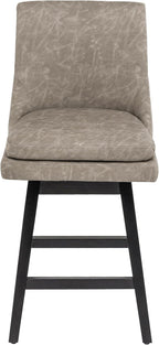 Bar Stool, PU Leather Barstool, 26 Inch Upholstered Counter Stools with 14.2" High Back and Footrest, Swivel Counter Height Barstools for Kitchen Island Home Bar Greige