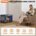 Collapsible Dog Crate: 26 Inch Foldable Soft Sided Dog Crate for Small Dogs, Portable Dog Travel Kennel with Soft Mat for Indoors & Outdoors, Blue (26" L x 18" W x 18" H)
