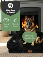 Spotted Play Orthopedic Dog Bed with Sides - Sofa Beds for Extra Large Dogs, Supportive Foam Pet Couch Bed with Washable Removable Cover, Waterproof Lining and Non-Slip Bottom, Black - XL