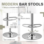 VECELO Adjustable Bar Stools Set of 2, Bar Height Stools for Kitchen Counter