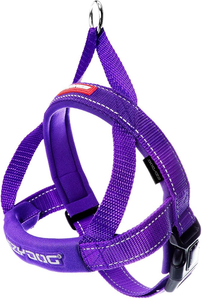 EzyDog Quick Fit Dog Harness, Soft Neoprene Padding - Small, Purple | Fast One-Click Buckle, Adjustable Fit, Strong Reinforced Materials, Reflective Stitching, No Pull Dog Harness, Easy Walking