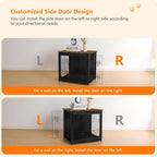 DWANTON Dog Crate Furniture with Cushion, Wooden Kennel Table with Double Doors, Indoor Dog House, Small/Medium/Large Size, 27.2" L, Black+Warm Brown