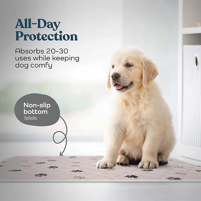 Super Absorbent Washable Pee Pads for Dogs - 2-Pack Superior Reusable Puppy Pads Pet Training Pads –100% Waterproof Dog Pee Pad Protects Against Urine Leakage Non-Slip Grip Prevents Slipping& Bunching