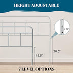 Metal Headboard Queen Size, Sturdy and Durable Iron Queen Headboard Only Adjustable Height from 34” to 44”, Victorian Vintage Bed Headboards, Farmhouse Head Board, Bed Frame Mount Grey
